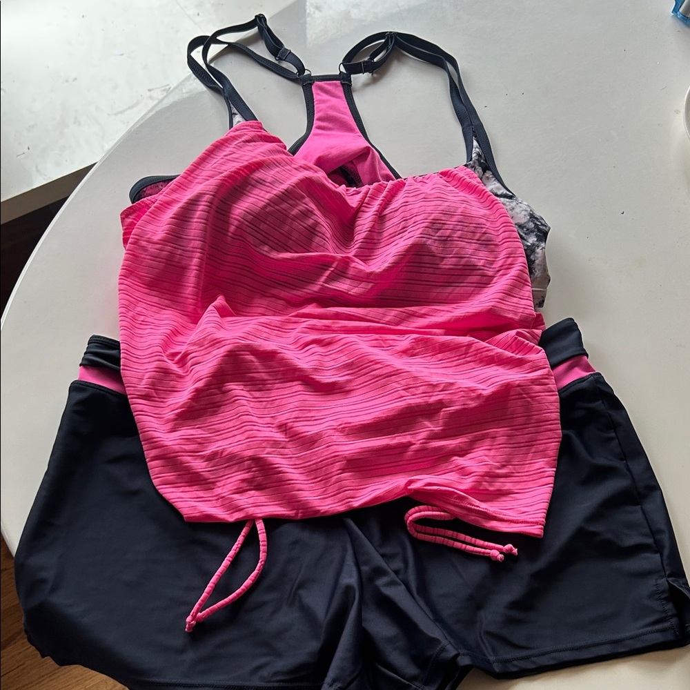 Women's Pink and Navy Swim Set